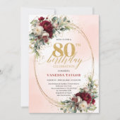 Invitation Timeless Floral Gold 80th Birthday Celebration  (Devant)