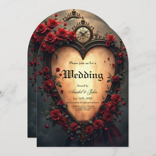 Invitation Timeless Love –Victorian Gothic Wedding Collection (Devant / Derrière)