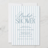 Invitation Timeless Luxe Script Blue Stripes Bridal Shower (Devant)