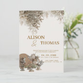Invitation Timeless Neutral Botanical Wedding Invite (Debout devant)