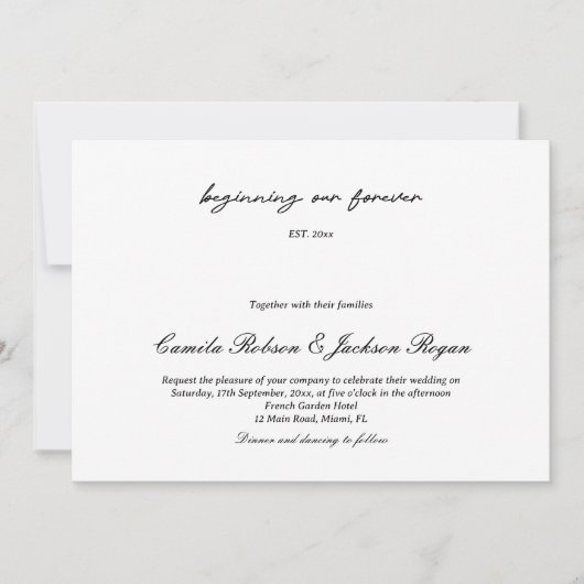 Invitation Timeless Old Money Black and White Wedding Invitat (Devant)
