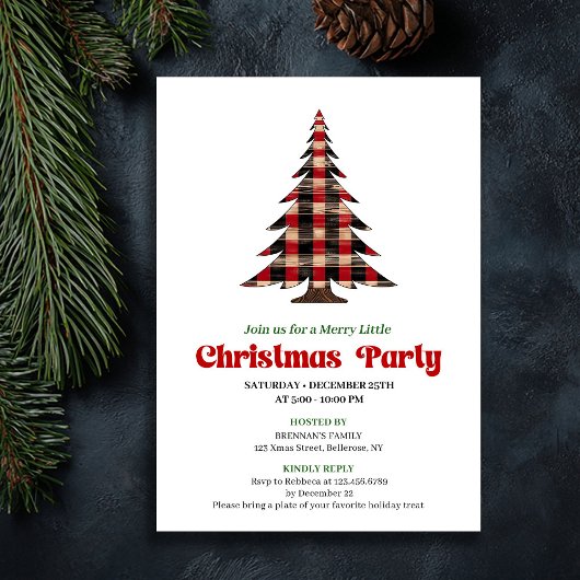Invitation Timeless Red Black Plaid Christmas Celebration