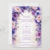 Invitation Timeless Romantic Purple Shades Flowers Arch Photo (Devant)