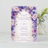 Invitation Timeless Romantic Purple Shades Flowers Arch Photo (Debout devant)