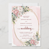 Invitation Timeless Rose Gold Blush Greenery Wedding Invites (Devant)