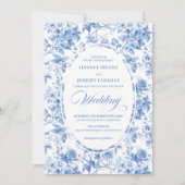 Invitation Timeless Royal Blue Toile de Jouy Wedding Invite (Devant)