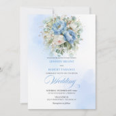 Invitation Timeless Rustic Pastel Blue Peony Gold Wedding (Devant)