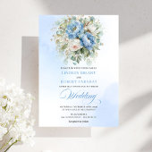 Invitation Timeless Rustic Pastel Blue Peony Gold Wedding