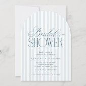 Invitation Timeless Script Blue Stripes Arched Bridal Shower (Devant)