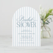 Invitation Timeless Script Blue Stripes Arched Bridal Shower (Debout devant)