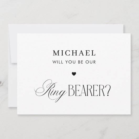 Invitation Timeless Script Elegant Ring Bearer Proposal Card (Devant)