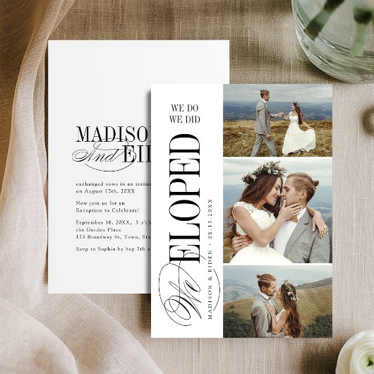 Invitation Timeless Typography 3 photo We Eloped Reception