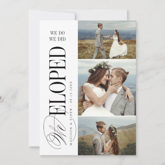 Invitation Timeless Typography 3 photo We Eloped Reception (Devant)