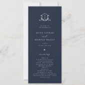 Invitation Timeless Vines Monogram Crest Navy Blue Program (Devant)