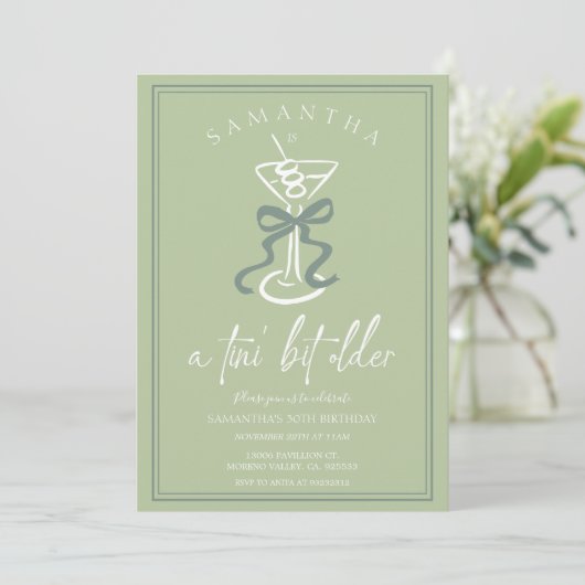 Invitation Tini Bit Ancien Cocktail Olive Dessiné À La Main (Debout devant)
