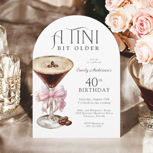 Invitation Tini Bit Ancien Espresso Martini 40e anniversaire