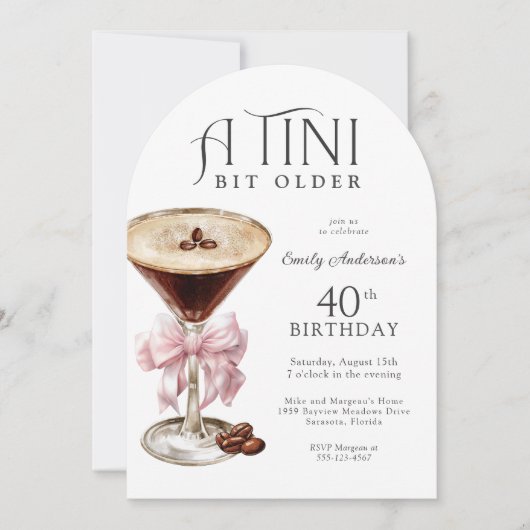 Invitation Tini Bit Ancien Espresso Martini 40e anniversaire (Devant)