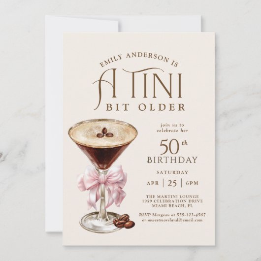 Invitation Tini Bit Ancien Espresso Martini 50e anniversaire (Devant)
