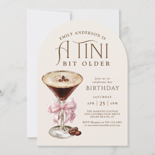 Invitation Tini Bit Ancien Espresso Martini Anniversaire pour (Devant)