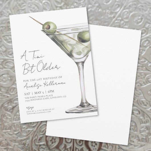Invitation Tini Bit Ancien Martini Adulte Anniversaire
