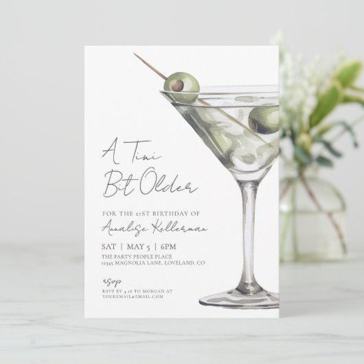 Invitation Tini Bit Ancien Martini Adulte Anniversaire (Debout devant)