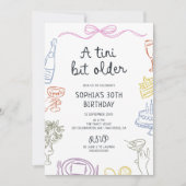 Invitation Tini Bit Ancienne Main Dessinée Fête d'Anniversair (Devant)