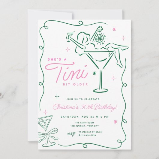 Invitation Tini Bit Anniversaire de Martini Whimsical (Devant)