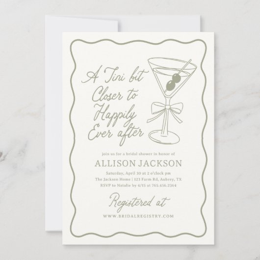 Invitation Tini Bit Closer Martini Bridal Shower (Devant)