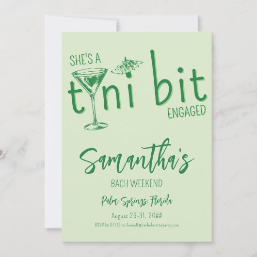 Invitation Tini Bit Engagé Martini Bachelorette Bach Week-end (Devant)