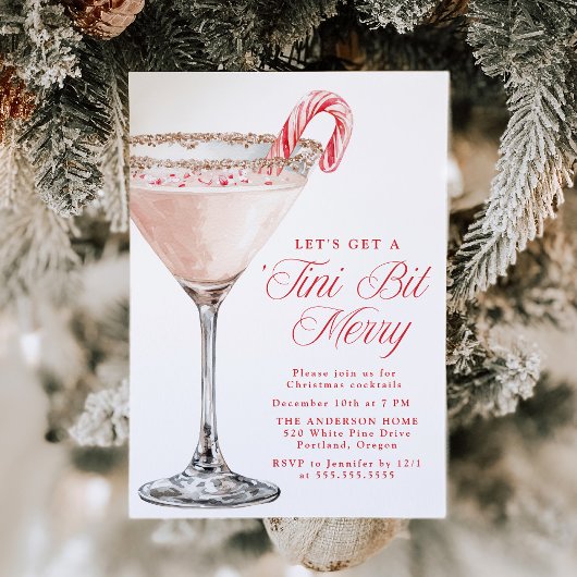 Invitation 'Tini Bit Merry Candy Cane Martini Fête de Noël
