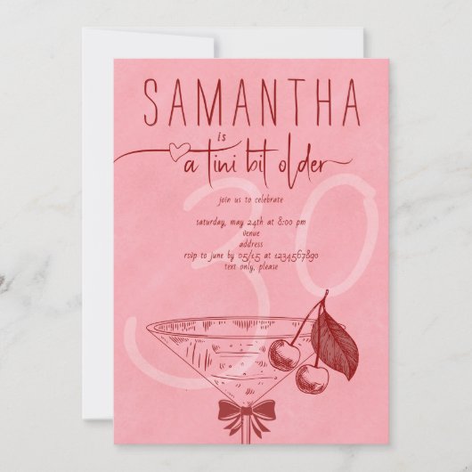 Invitation Tini Bit moderne Anniversaire Cherry Martini Bow (Devant)