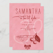 Invitation Tini Bit moderne Anniversaire Cherry Martini Bow (Devant / Derrière)