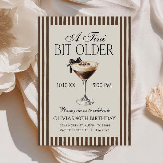 Invitation Tini Bit Older Espresso Martini 40e Anniversaire
