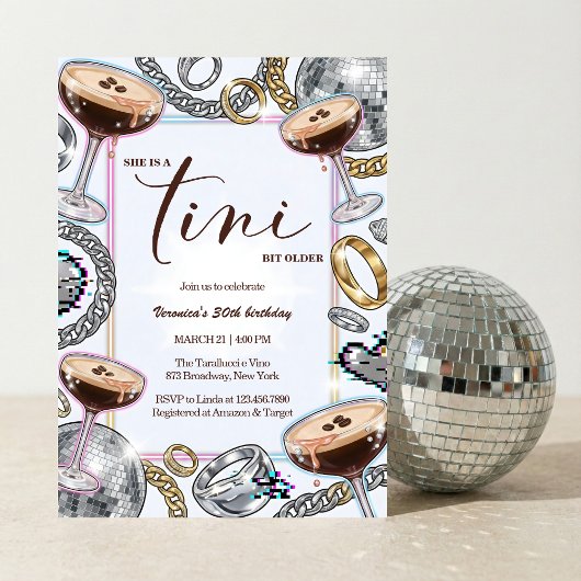 Invitation Tini Bit Older Espresso Martini Glam Birthday
