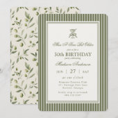 Invitation Tini Bit Older Martini Olive Stripé Anniversaire (Devant / Derrière)