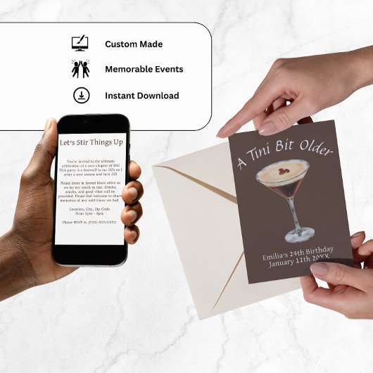 Invitation Tini Bit Older - Thème Espresso Martini