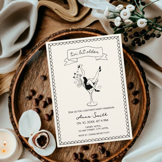 Invitation Tini Bit Plus Ancien Cocktail Mains Tirées Unique