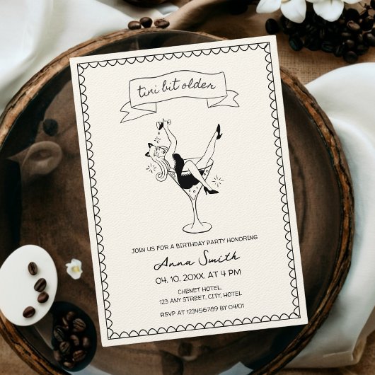 Invitation Tini Bit Plus Ancien Cocktail Mains Tirées Unique