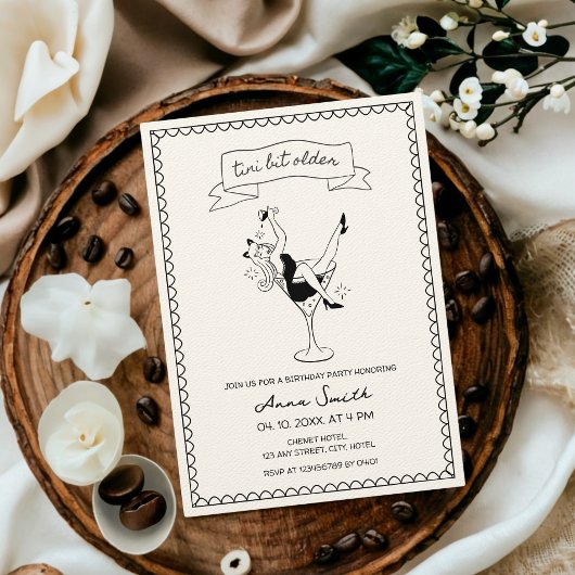 Invitation Tini Bit Plus Ancien Cocktail Mains Tirées Unique