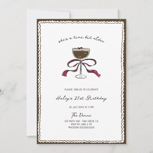 Invitation Tini Bit Plus Ancien Espresso Main Tirée Anniversa (Devant)