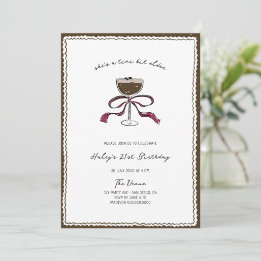Invitation Tini Bit Plus Ancien Espresso Main Tirée Anniversa (Debout devant)