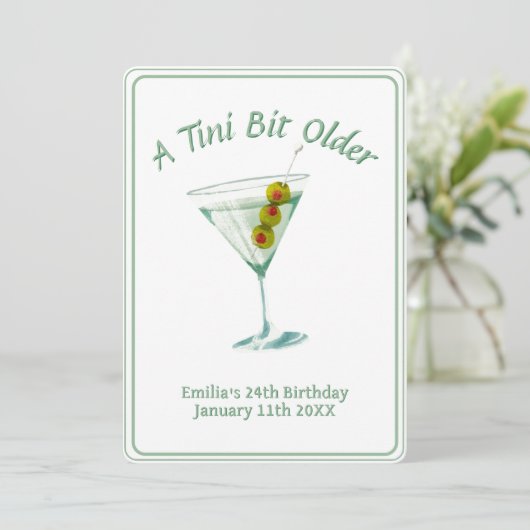 Invitation Tini Bit Plus Ancien - Thème Boisson Olive (Debout devant)