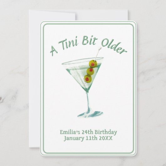 Invitation Tini Bit Plus Ancien - Thème Boisson Olive (Devant)