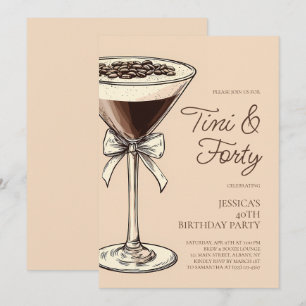 Invitation Tini et Quarante Script Martini Fête d'anniversair