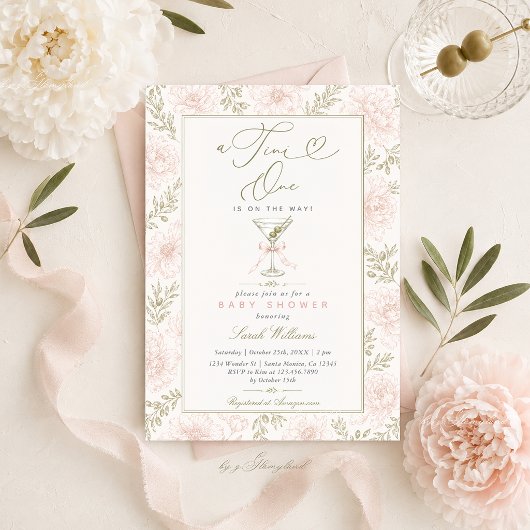 Invitation Tini One Baby Shower Fille