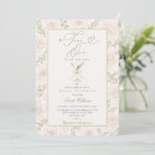 Invitation Tini One Baby Shower Fille (Debout devant)