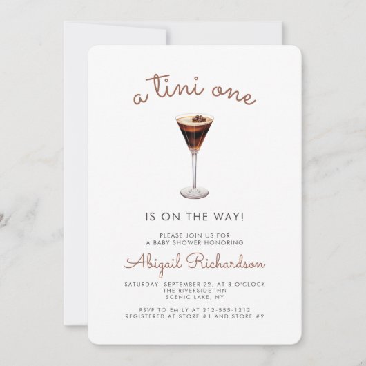 Invitation Tini One Espresso Martini Code QR Baby shower (Devant)