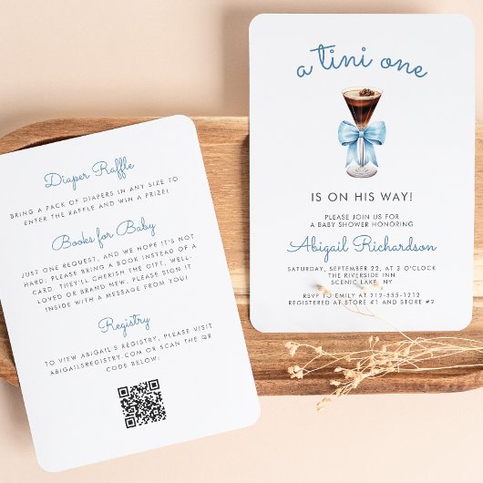 Invitation Tini One Espresso Martini Code QR Garçon Baby Show