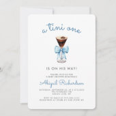 Invitation Tini One Espresso Martini QR Code Boy Baby shower (Devant)