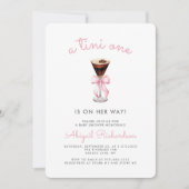 Invitation Tini One Espresso Martini QR Code Fille Baby Showe (Devant)